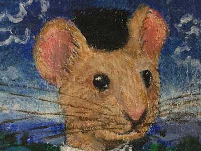 close up of "Mouse holding a roman coin"