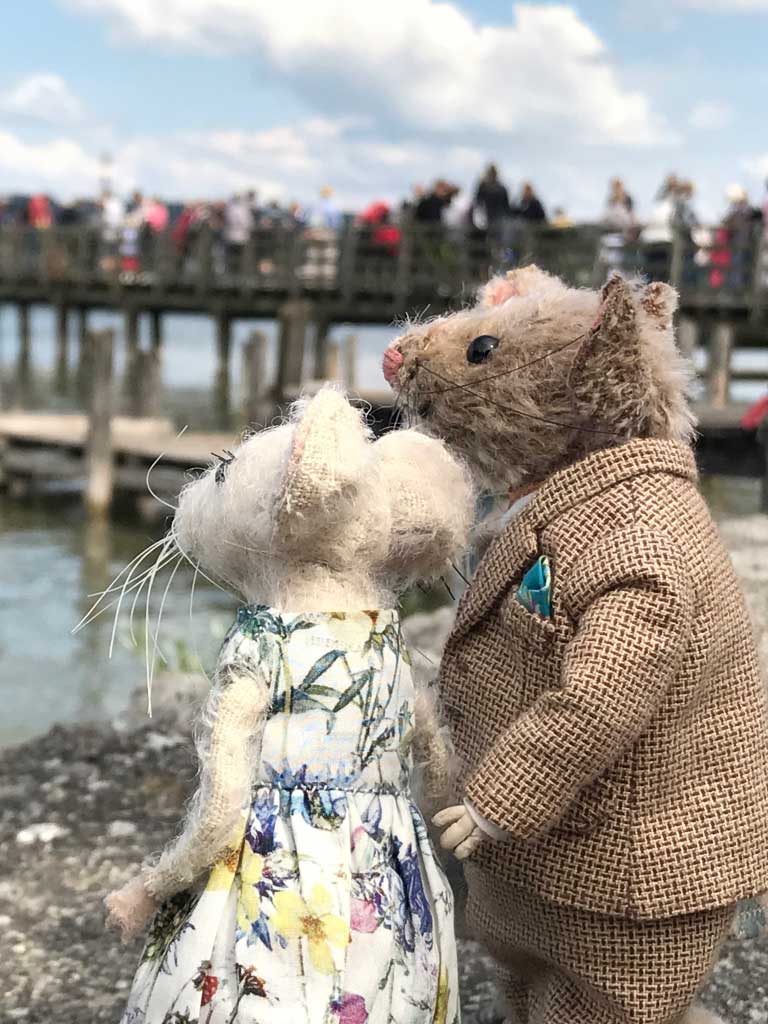 Claude and Louise, the mohair mice at the Ammersee