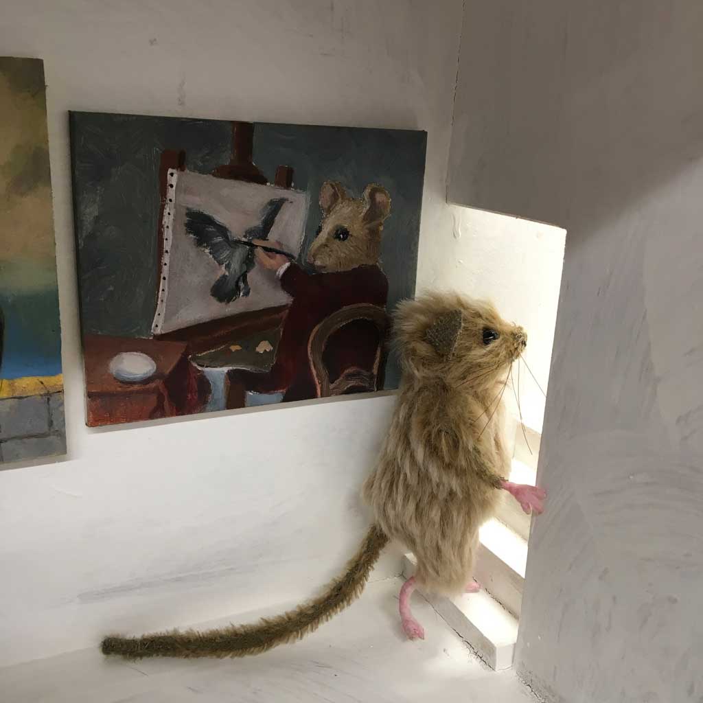 Samuel visiting the annual Maustellung (mouse art exhibition)