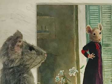 Mouse art - Mr and Mrs Mouse - inspired by Hockney