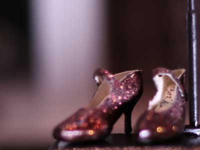 Close up of miniature shoes